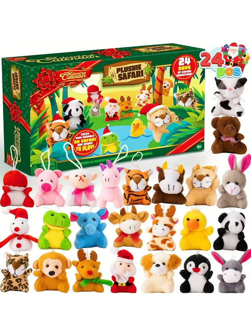 Advent Calendar with 24 Mini Plush Toys | Fun Christmas Countdown for Kids 0