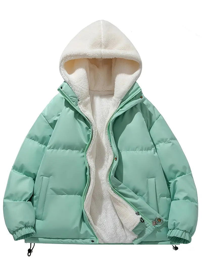 Black Puffer Jacket Women | Soft Sherpa-Lined Winter Coat 4
