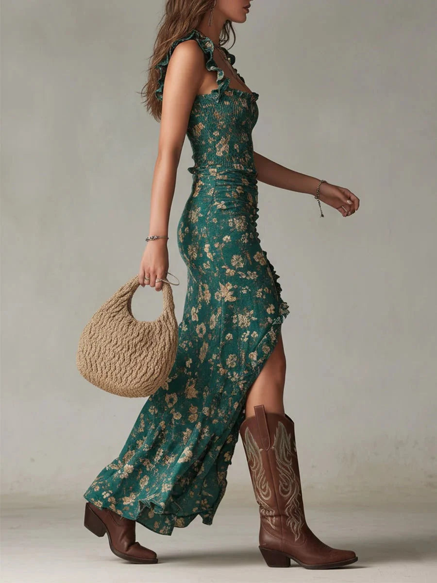 Floral Maxi Dress with Sleeves | Lightweight Boho Long Dress for Women 1