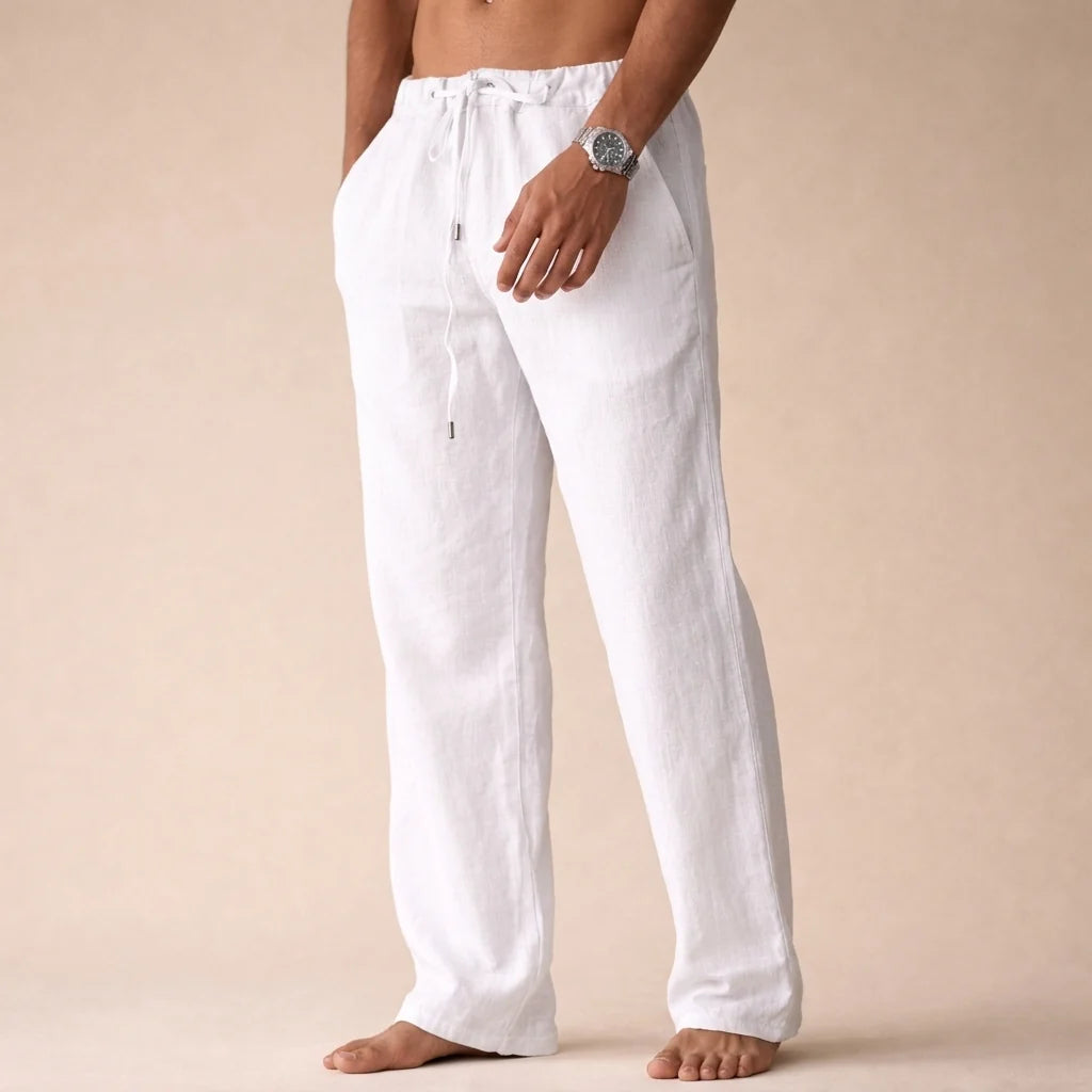 Lightweight Linen Trousers | Tailored Fit Breathable Pants 0