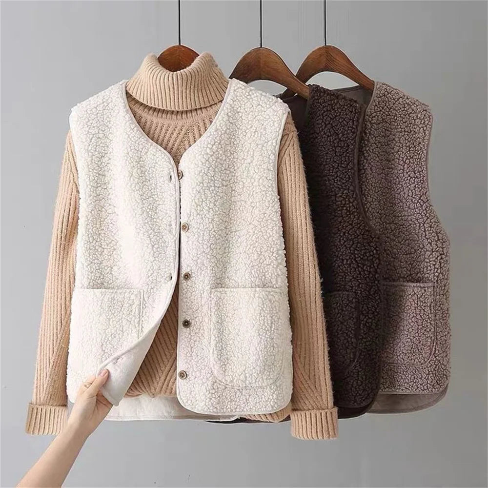 Lightweight Women's Vest | Soft Sheepskin Layered Style 0