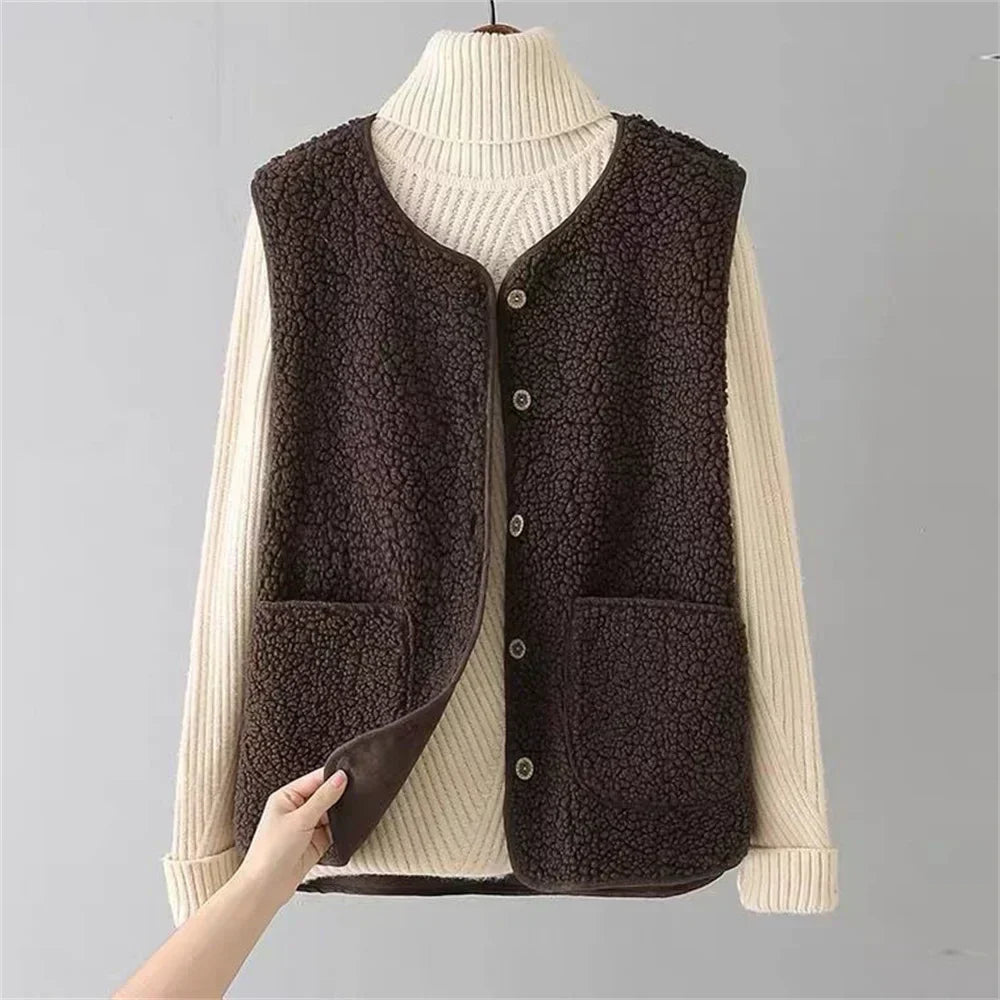 Lightweight Women's Vest | Soft Sheepskin Layered Style 1