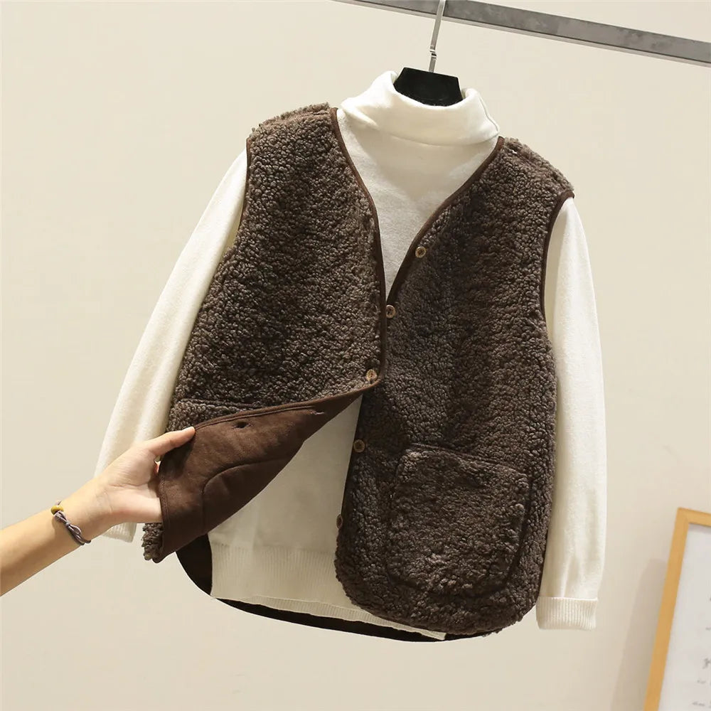 Lightweight Women's Vest | Soft Sheepskin Layered Style 8