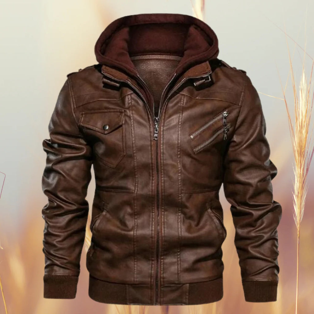 Men's Biker Jacket | Lightweight Durable Faux Leather Coat 0