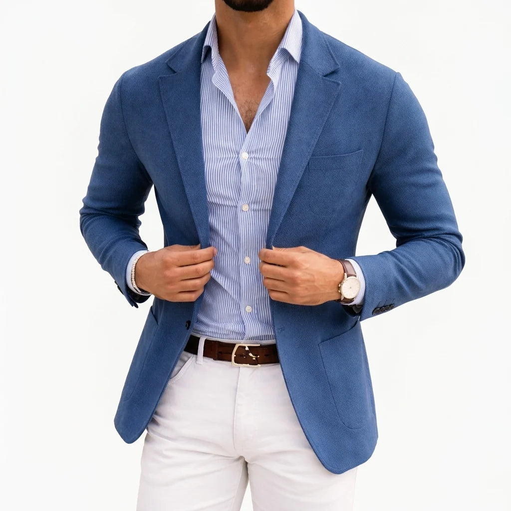 Men's Casual Blazer | Tailored Fit Knit Sport Coat Jacket 0