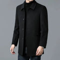 Men's Classic Collar Coat | Mid-Thigh Button Closure Jacket 0