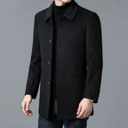 Men's Classic Collar Coat | Mid-Thigh Button Closure Jacket 4