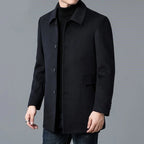 Men's Classic Collar Coat | Mid-Thigh Button Closure Jacket 5