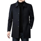 Men's Classic Collar Coat | Mid-Thigh Button Closure Jacket 6