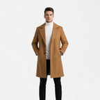 Men's Classic Long Coat | Regular Fit Solid Colour Overcoat 1