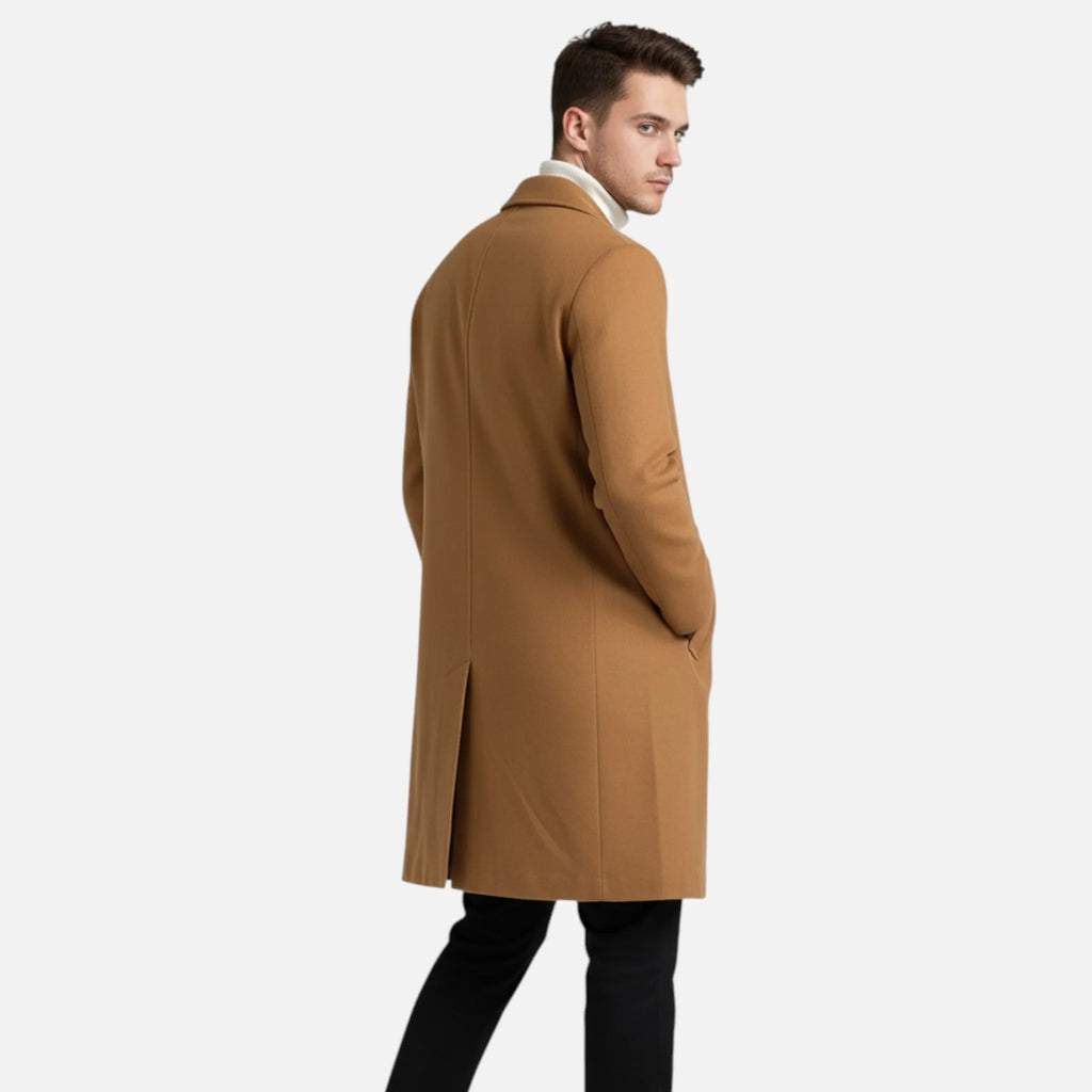 Men's Classic Long Coat | Regular Fit Solid Colour Overcoat 2