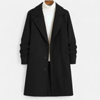 Men's Classic Long Coat | Regular Fit Solid Colour Overcoat 3