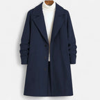 Men's Classic Long Coat | Regular Fit Solid Colour Overcoat 4