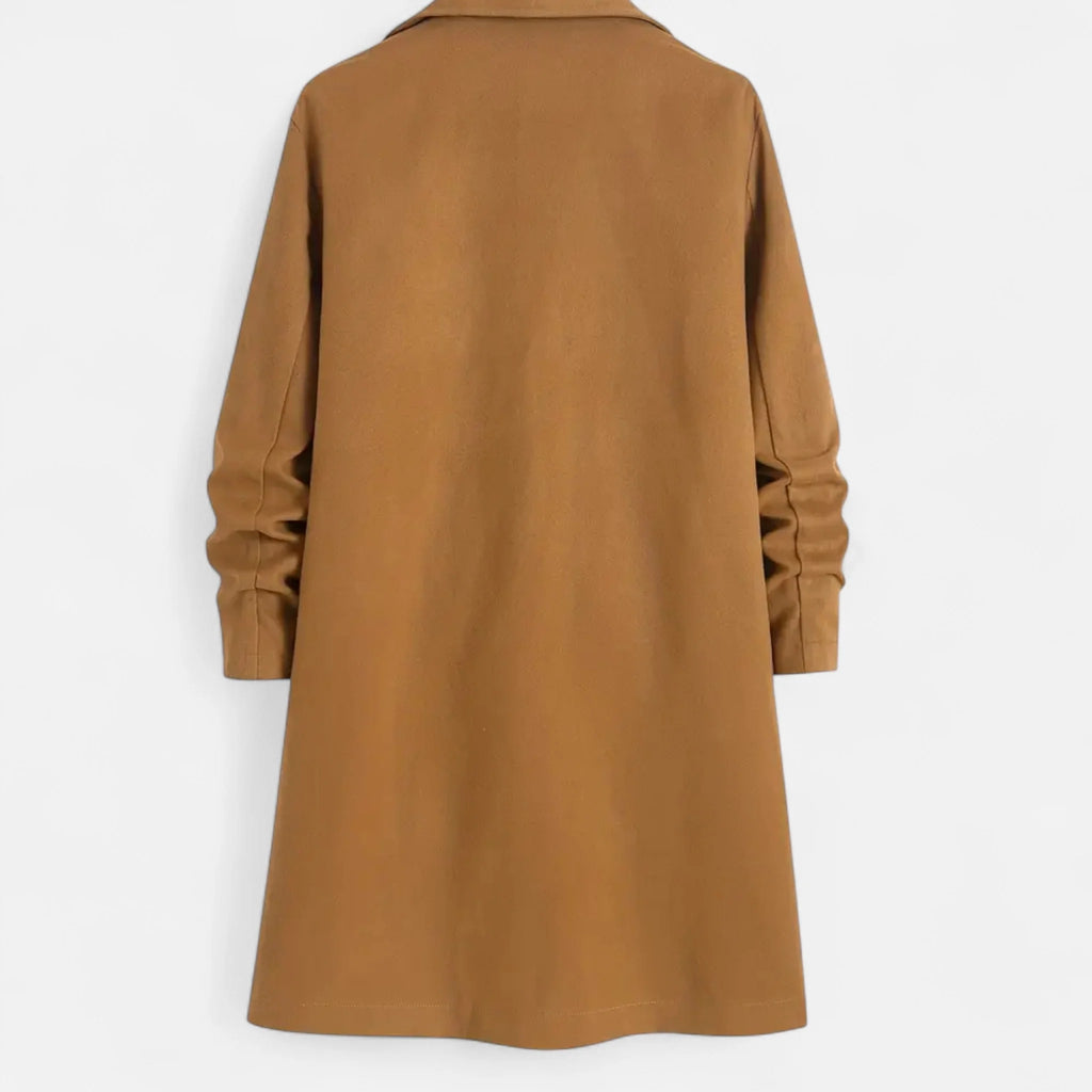 Men's Classic Long Coat | Regular Fit Solid Colour Overcoat 5