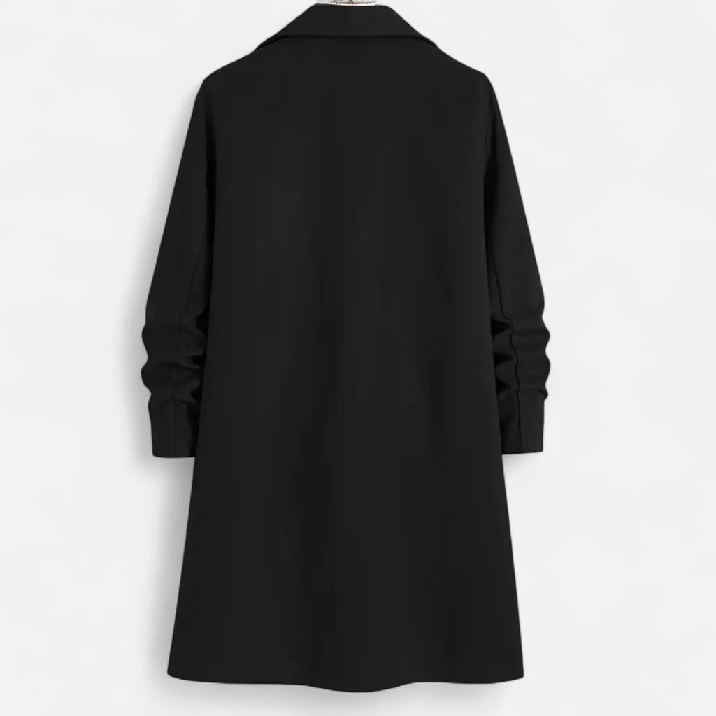 Men's Classic Long Coat | Regular Fit Solid Colour Overcoat 7