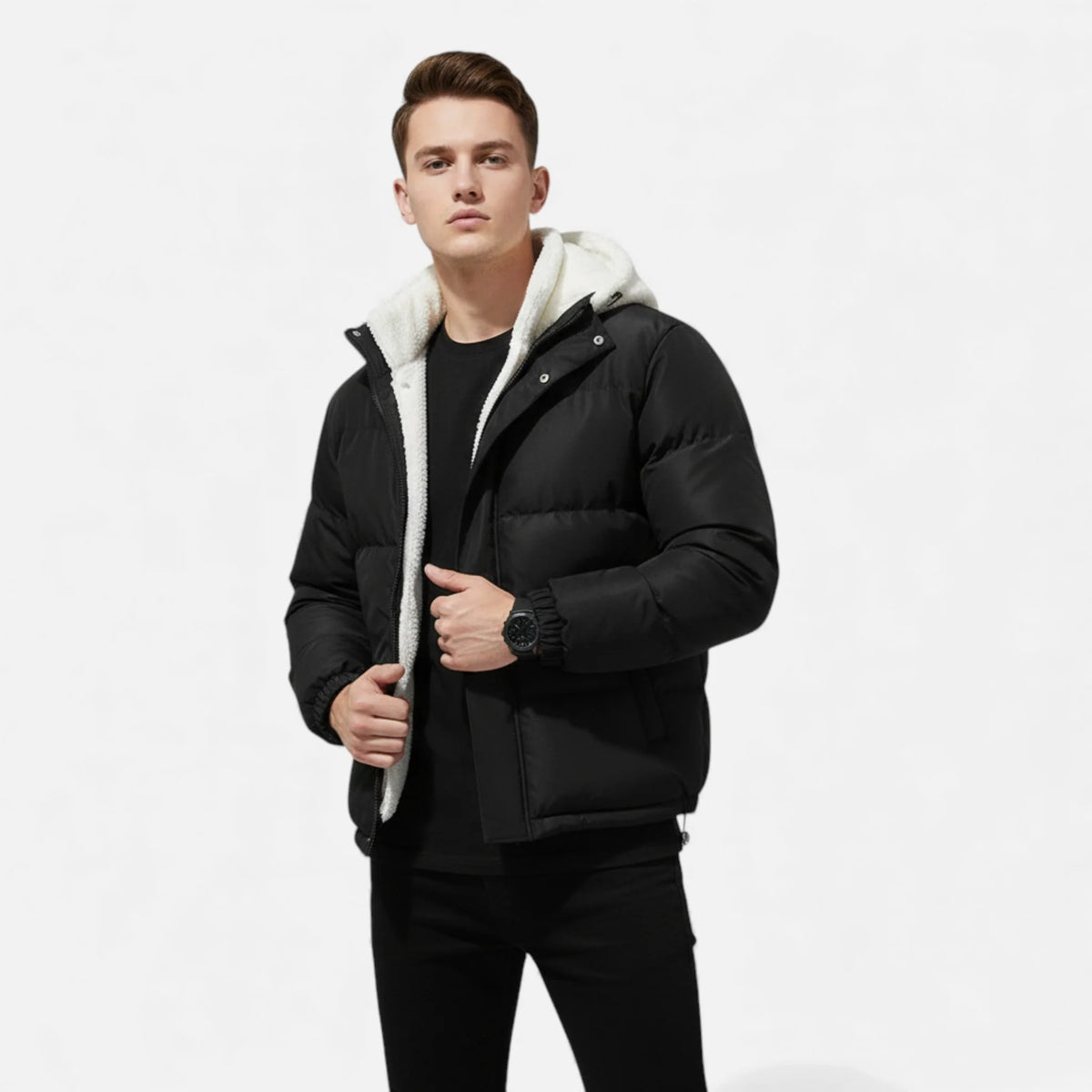 Men's Cotton Fleece Jacket | Relaxed Fit Warm Winter Coat 1