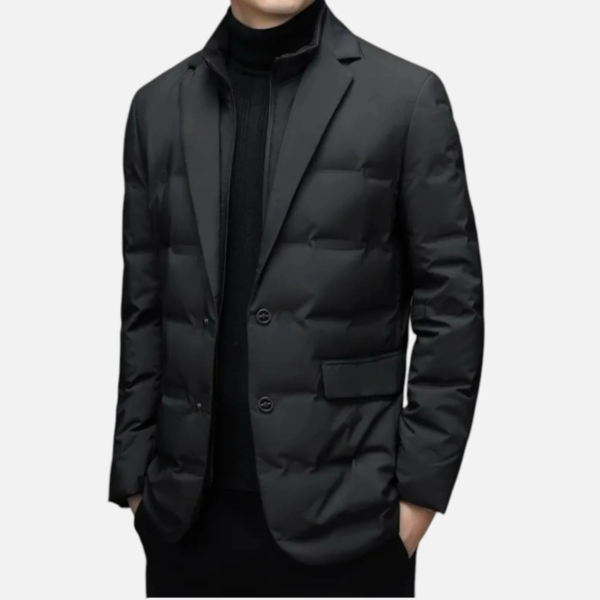 Men's Down-Filled Winter Jacket | Quilted Mid-Length Coat 0
