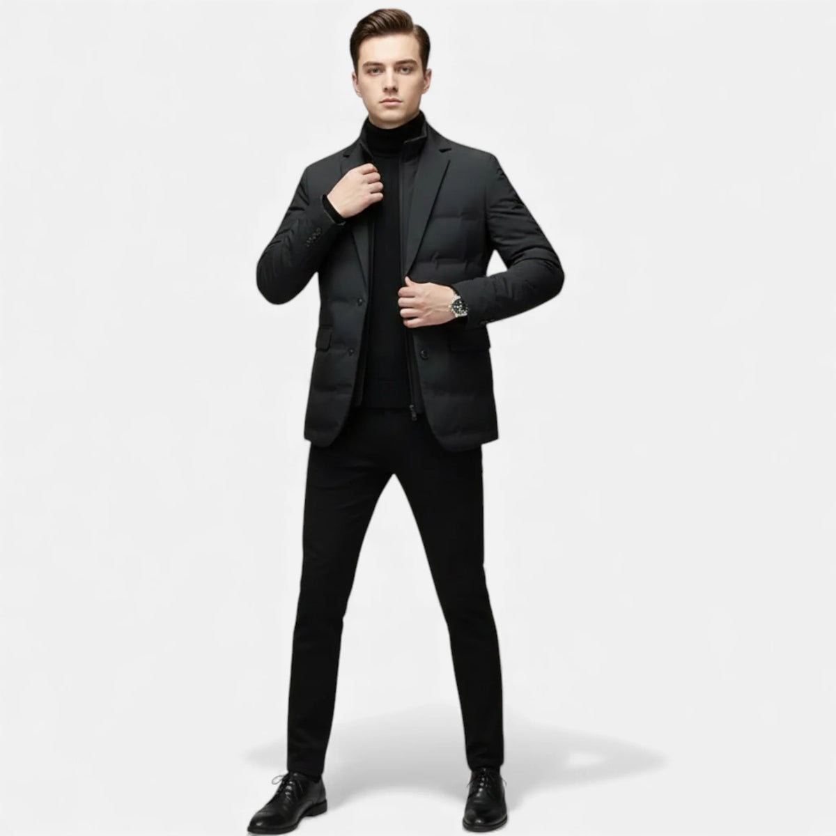 Men's Down-Filled Winter Jacket | Quilted Mid-Length Coat 1