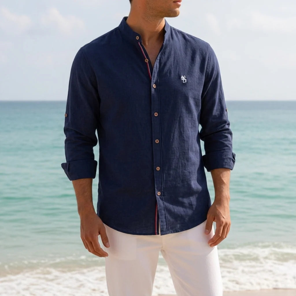 Men's Dress Shirt | Tailored Fit Mandarin Collar Cotton Shirt 2