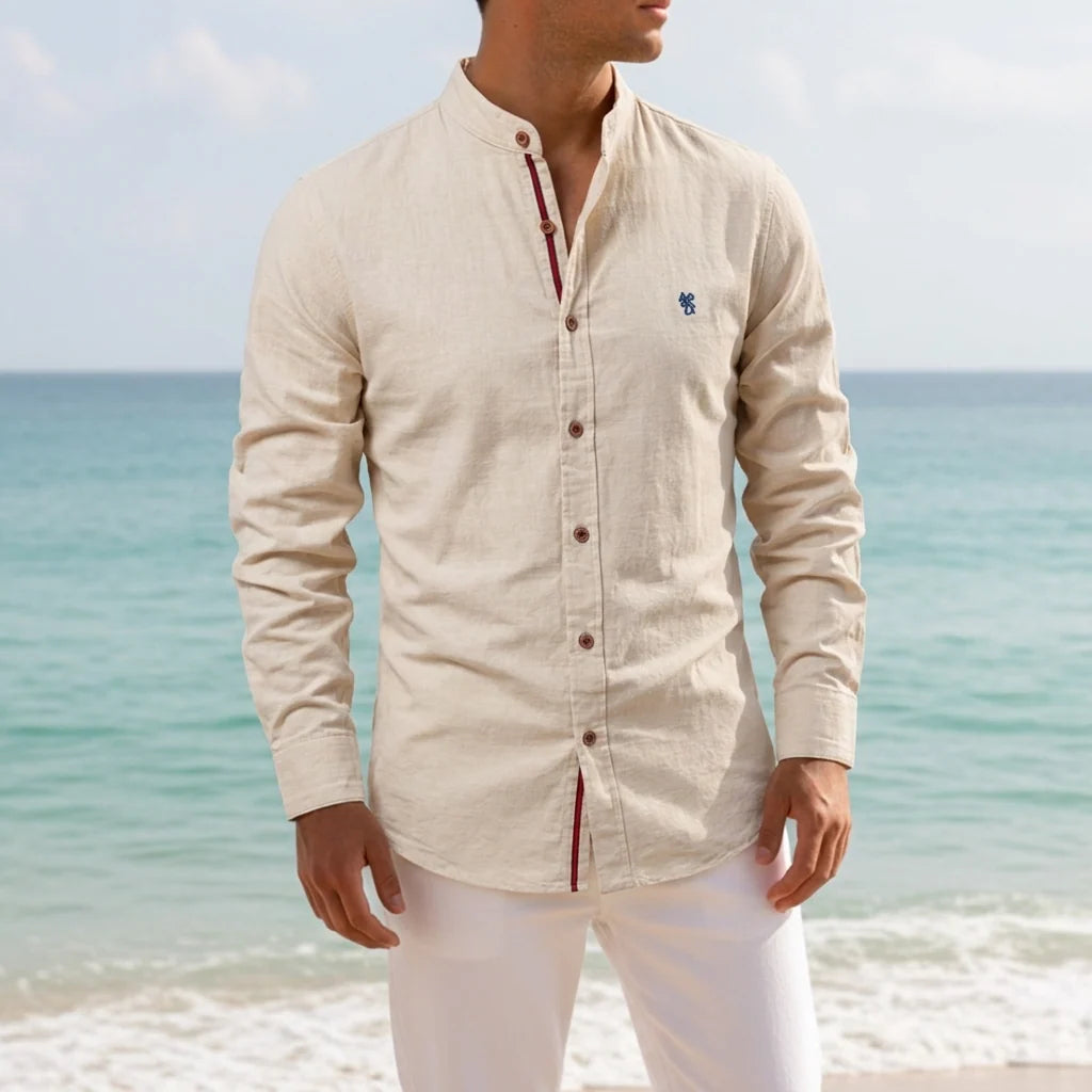 Men's Dress Shirt | Tailored Fit Mandarin Collar Cotton Shirt 3