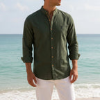 Men's Dress Shirt | Tailored Fit Mandarin Collar Cotton Shirt 7