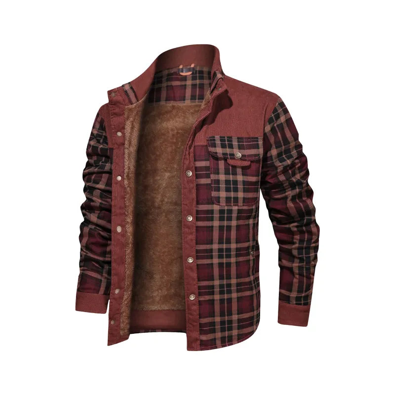 Men's Flannel Shirt Jacket | Warm Checked Teddy Lined Button-Up 2