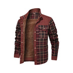 Men's Flannel Shirt Jacket | Warm Checked Teddy Lined Button-Up 2