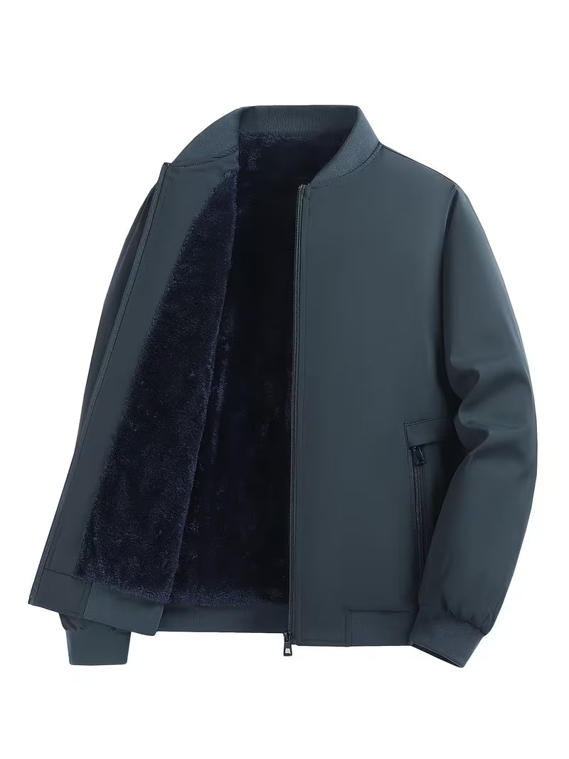 Men's Fleece Jacket | Warm Bomber Coat with Zip-Up Design 0