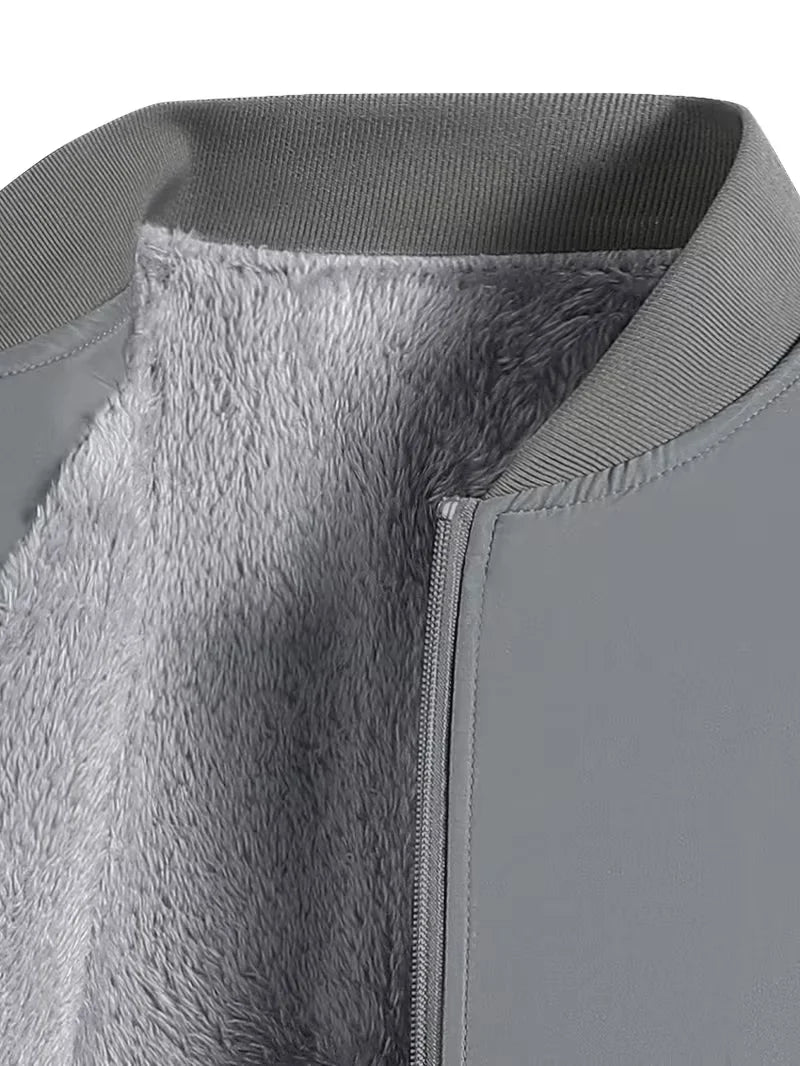 Men's Fleece Jacket | Warm Bomber Coat with Zip-Up Design 6