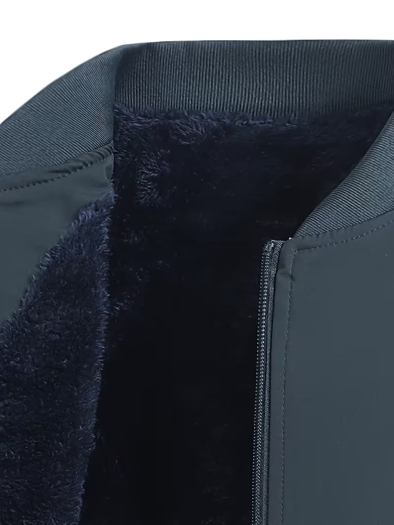 Men's Fleece Jacket | Warm Bomber Coat with Zip-Up Design 7