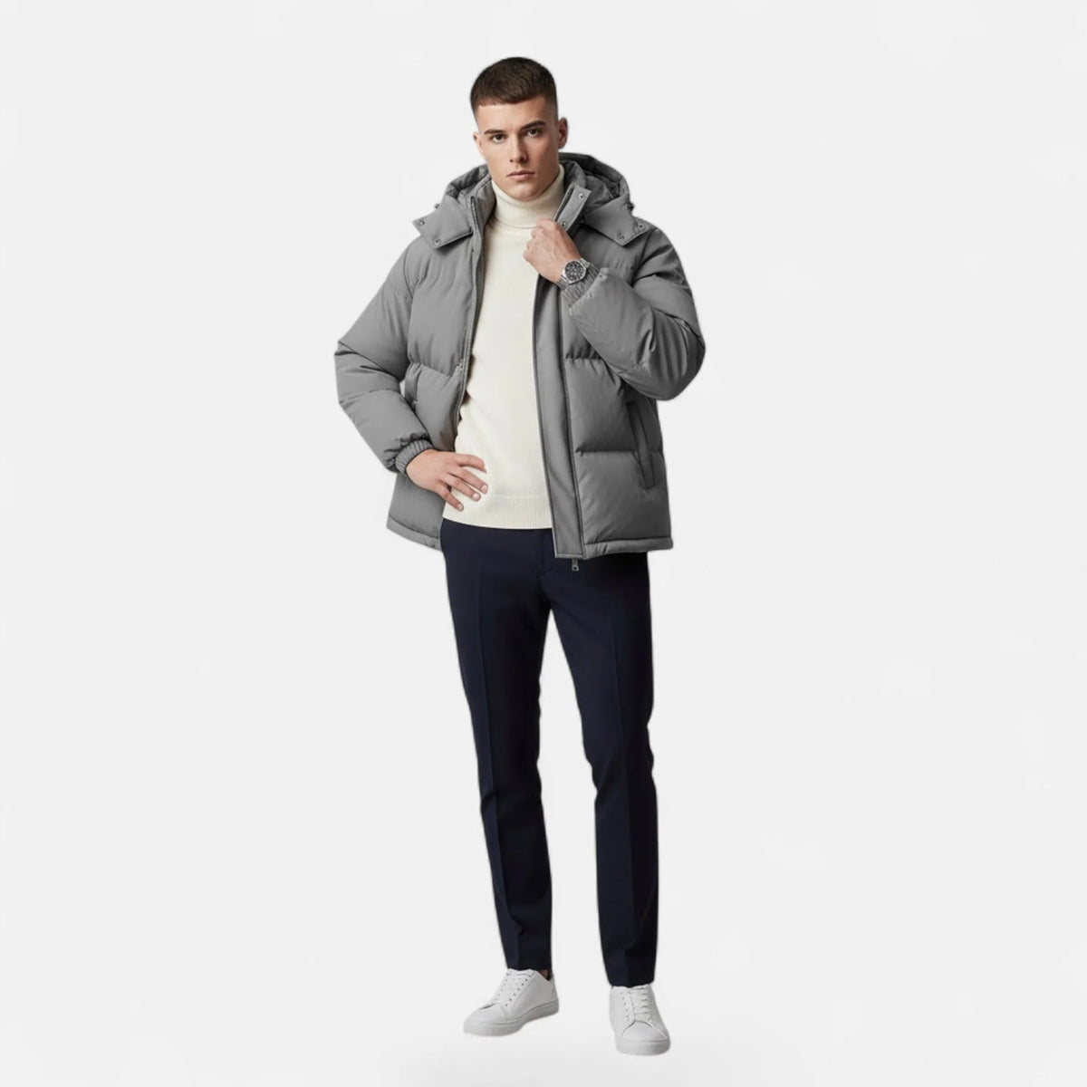 Men's Hooded Padded Jacket | Lightweight Zip-Front Outerwear 7