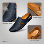 Men's Leather Sandals | Breathable Adjustable Strap Footwear 5