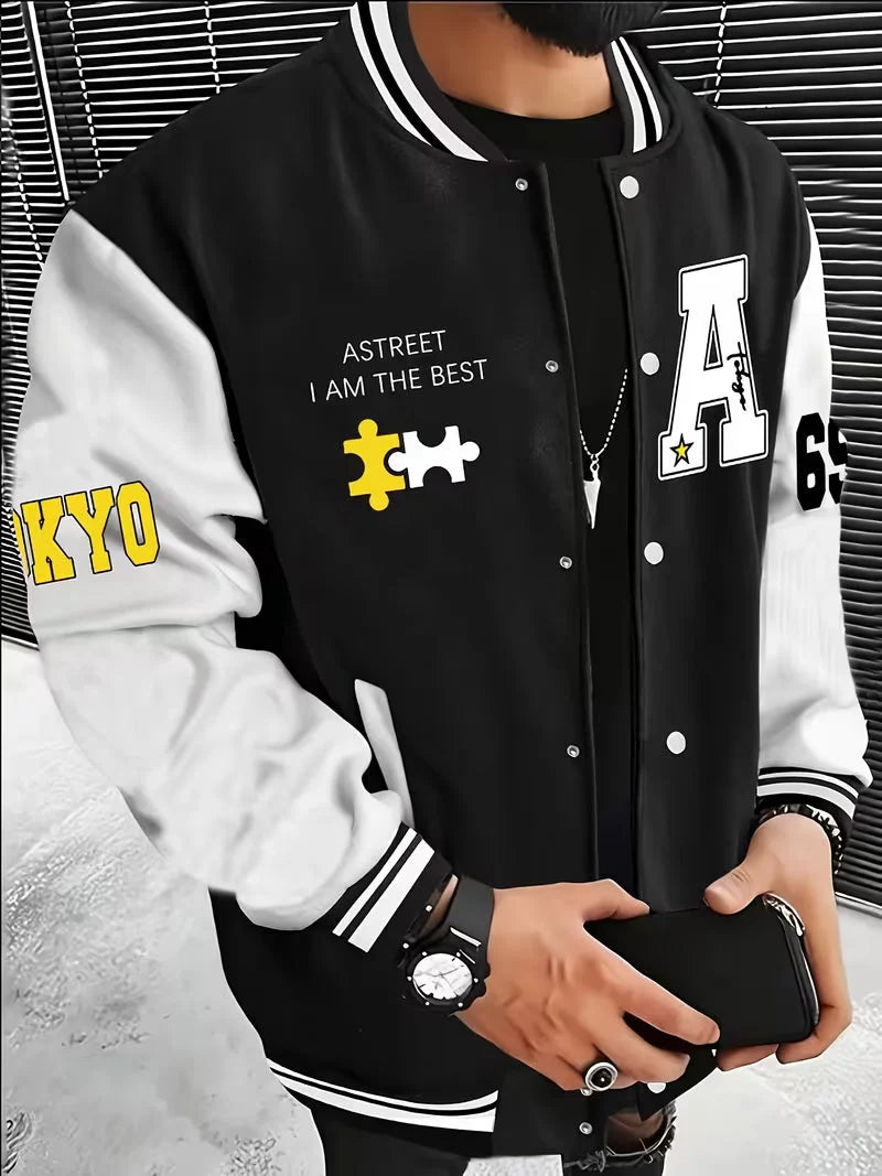 Men's Lightweight Colour Block Jacket | Casual Zip-Up Baseball Collar 0