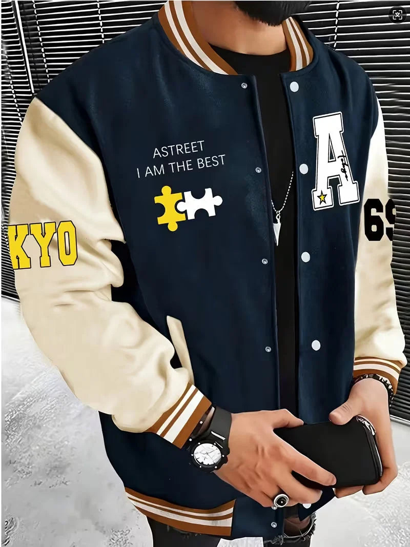 Men's Lightweight Colour Block Jacket | Casual Zip-Up Baseball Collar 1