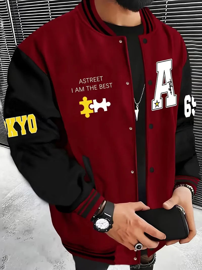 Men's Lightweight Colour Block Jacket | Casual Zip-Up Baseball Collar 3