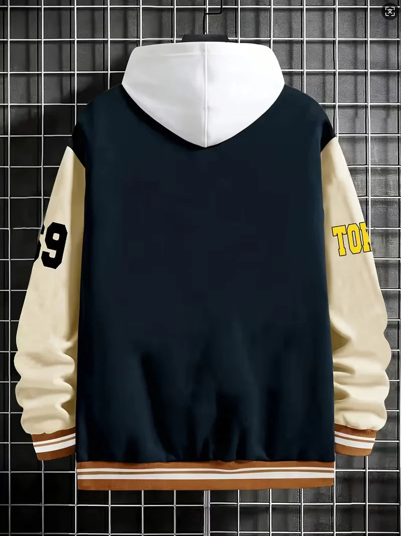 Men's Lightweight Colour Block Jacket | Casual Zip-Up Baseball Collar 8