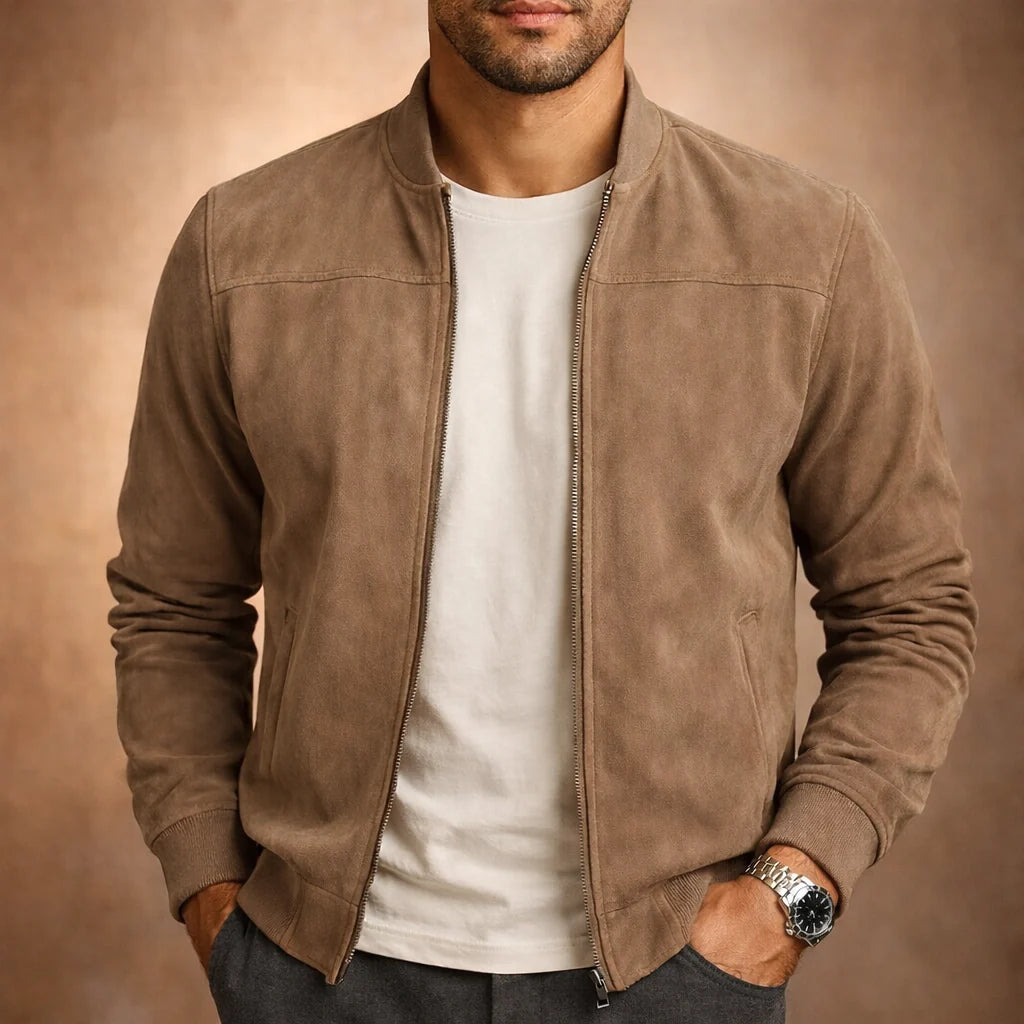 Men's Lightweight Suede Bomber Jacket | Smart Casual Outerwear 0