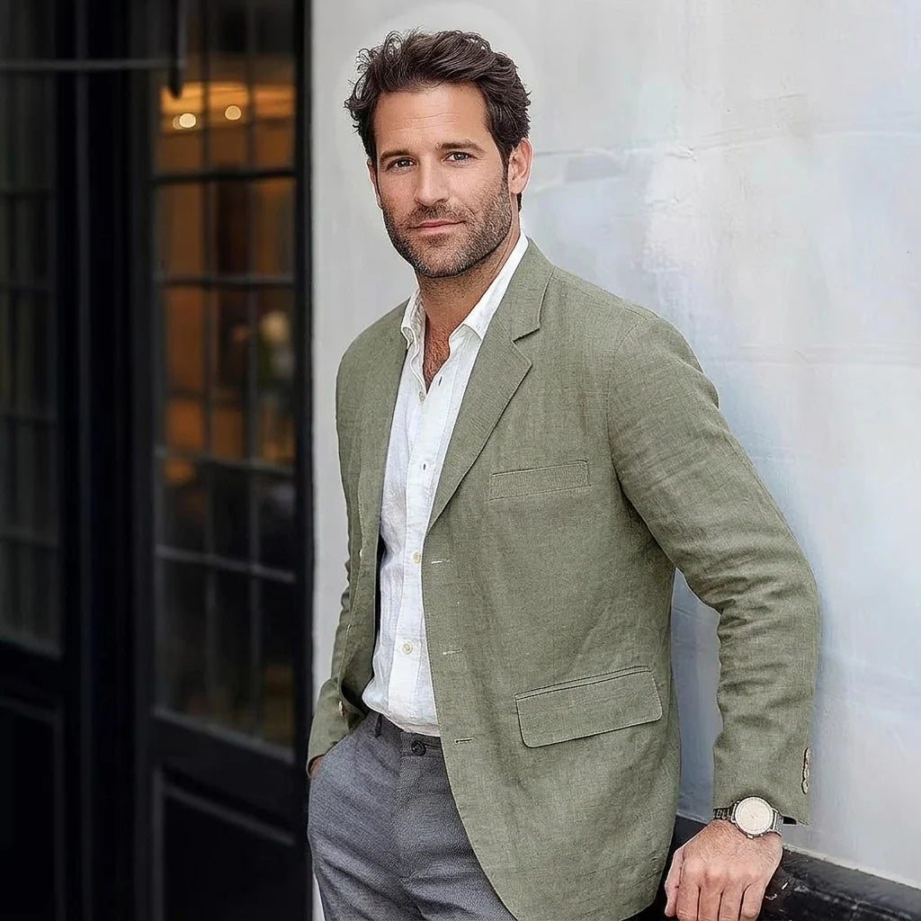 Men's Linen Blazer Jacket | Lightweight Relaxed Fit Sport Coat 2