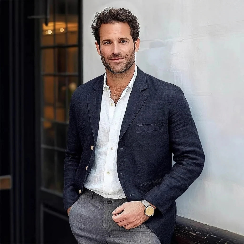 Men's Linen Blazer Jacket | Lightweight Relaxed Fit Sport Coat 3