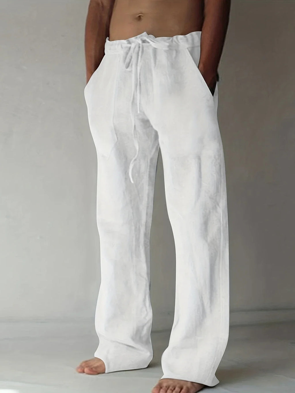Men's Linen Pants | Relaxed Fit Baggy Trousers for Everyday Wear 0