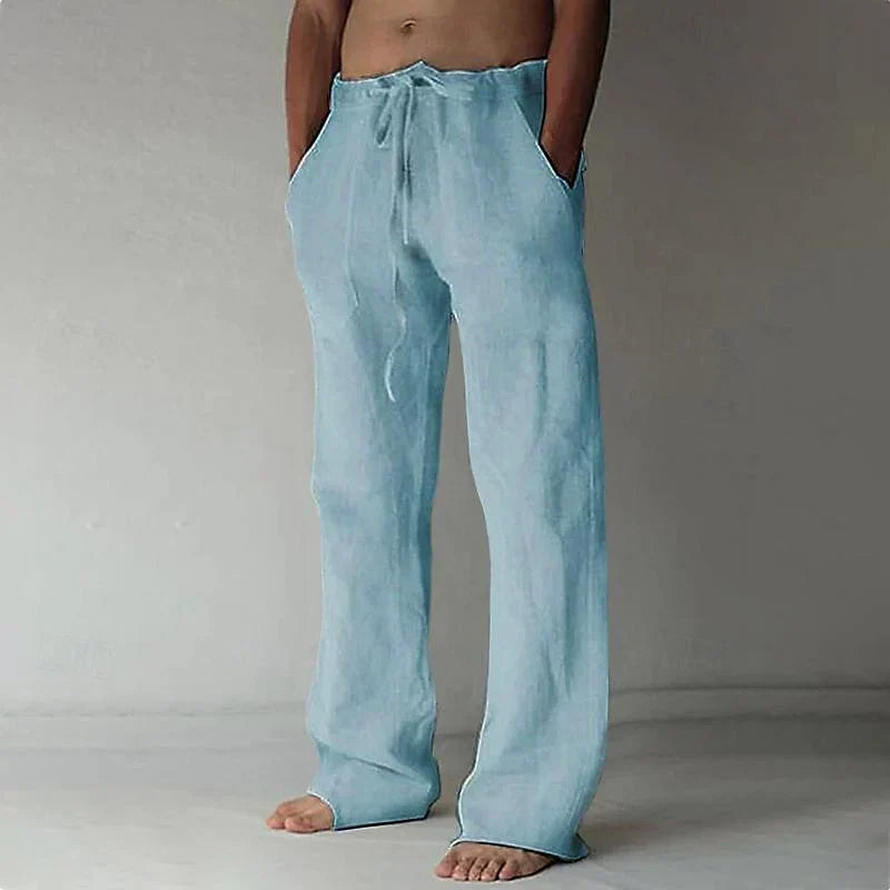 Men's Linen Pants | Relaxed Fit Baggy Trousers for Everyday Wear 8