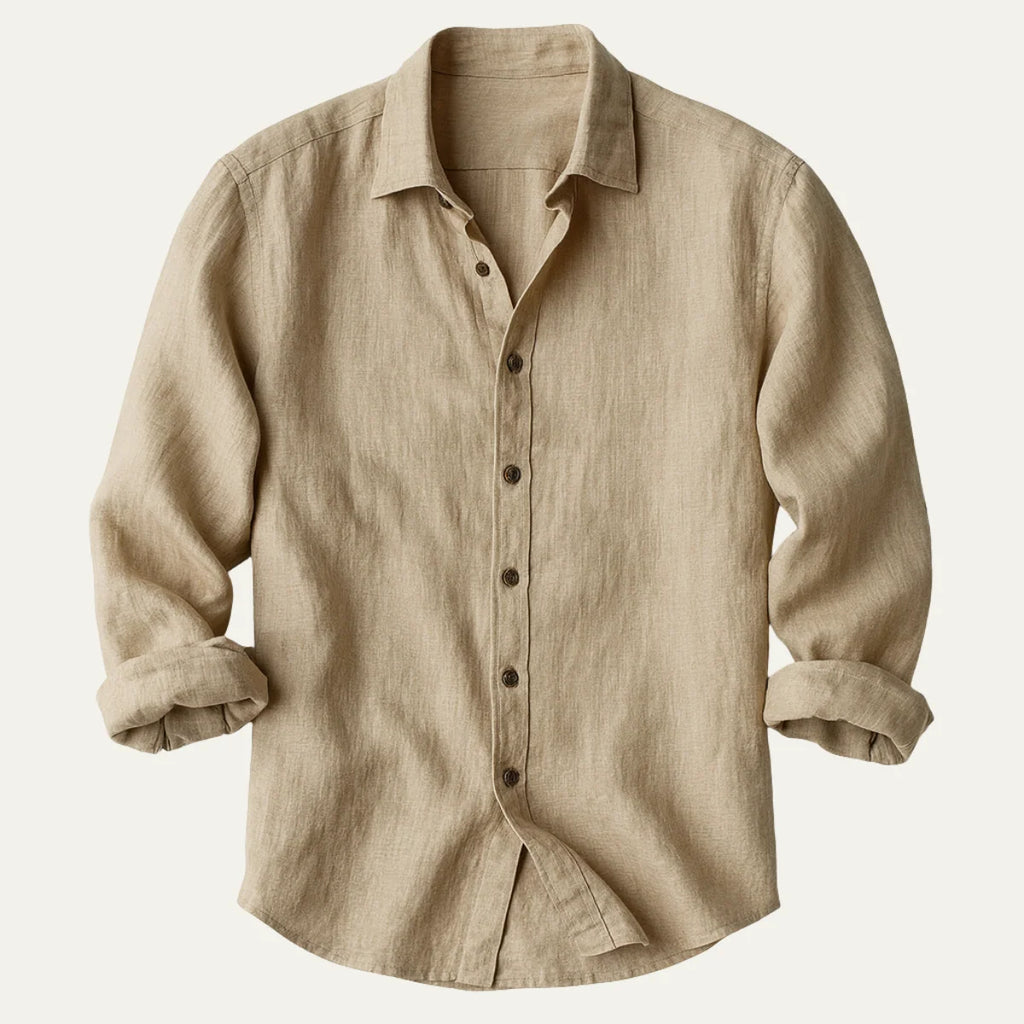 Men's Linen Shirt | Lightweight Long-Sleeve Casual Fit for Summer 1