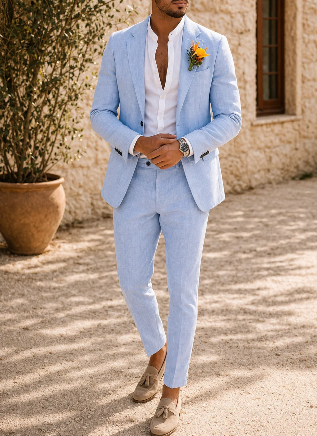 Men's Linen Suit | Tailored Two-Piece Wedding Suits for Men 1
