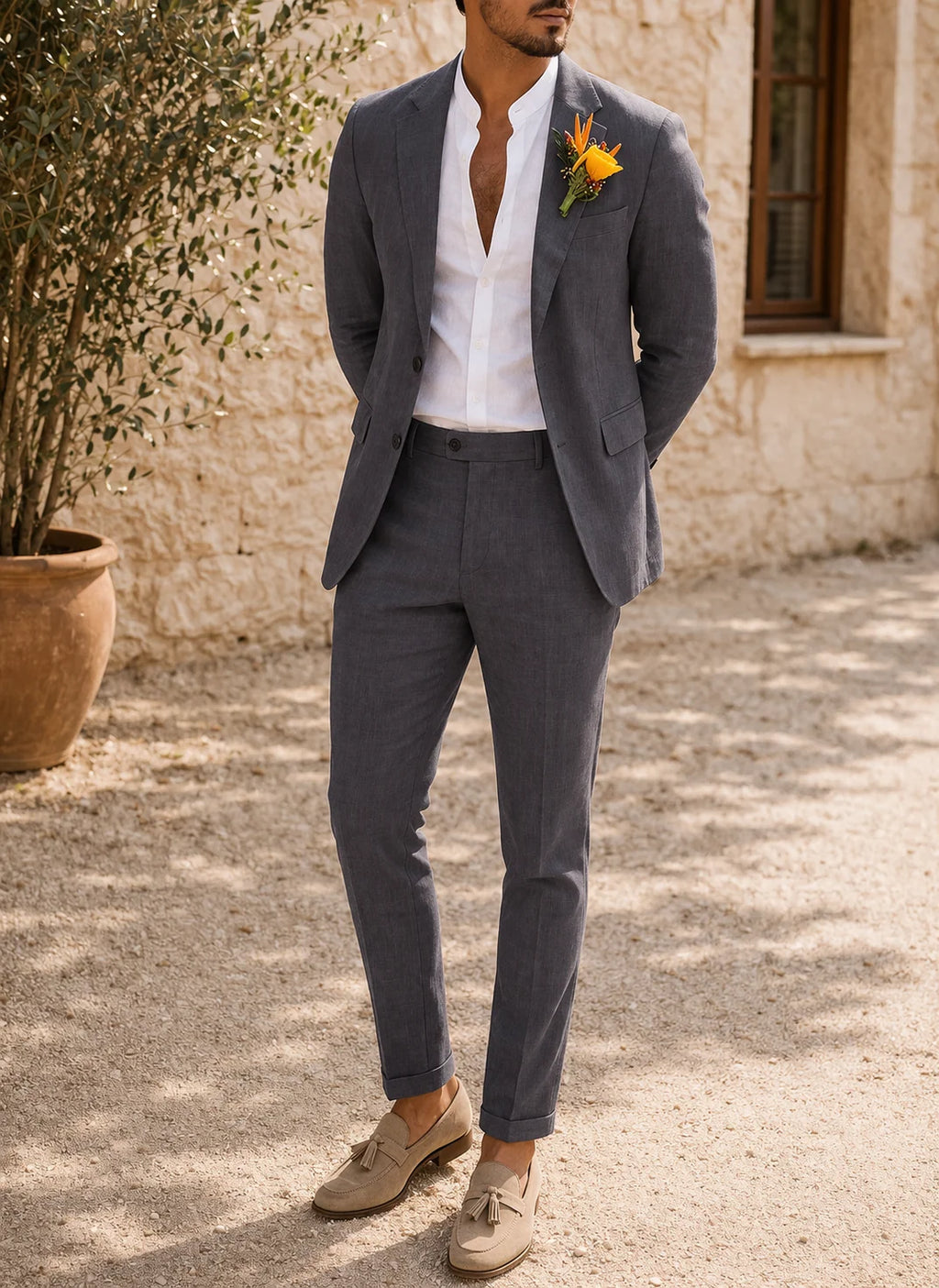 Men's Linen Suit | Tailored Two-Piece Wedding Suits for Men 3
