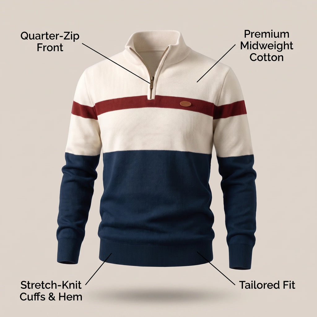 Men's Quarter Zip Pullover | Midweight Cotton Tailored Fit 3