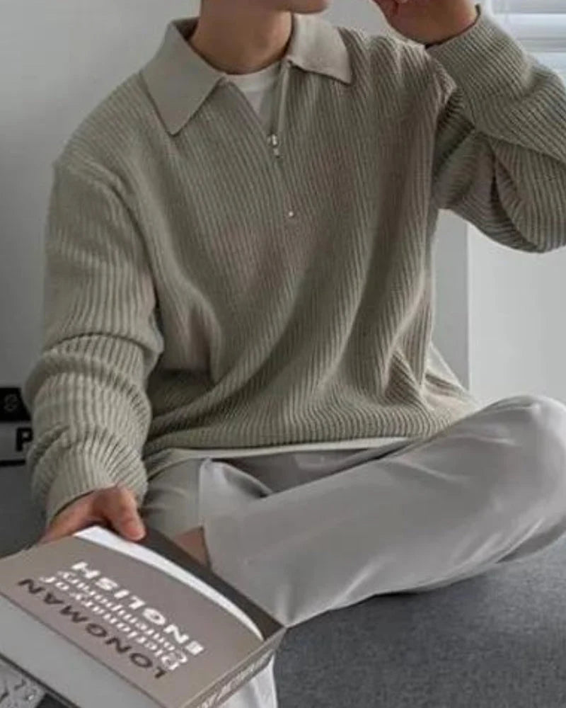 Men's Quarter Zip Sweater | Lightweight Cotton Half Zip Pullover 3