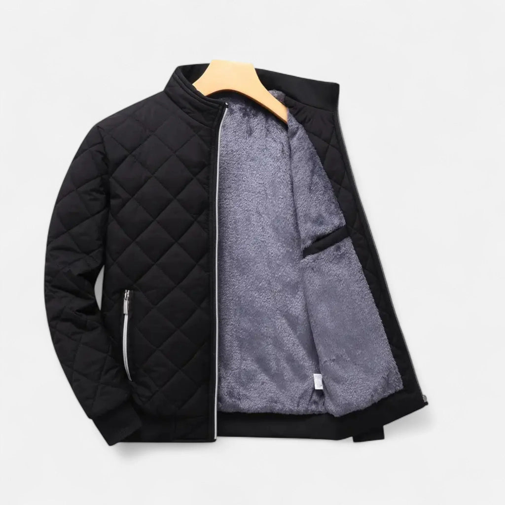 Men's Quilted Fleece-Lined Winter Jacket | Relaxed Fit Warm Coat 0
