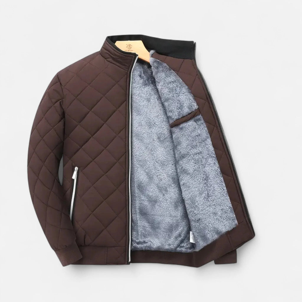 Men's Quilted Fleece-Lined Winter Jacket | Relaxed Fit Warm Coat 4