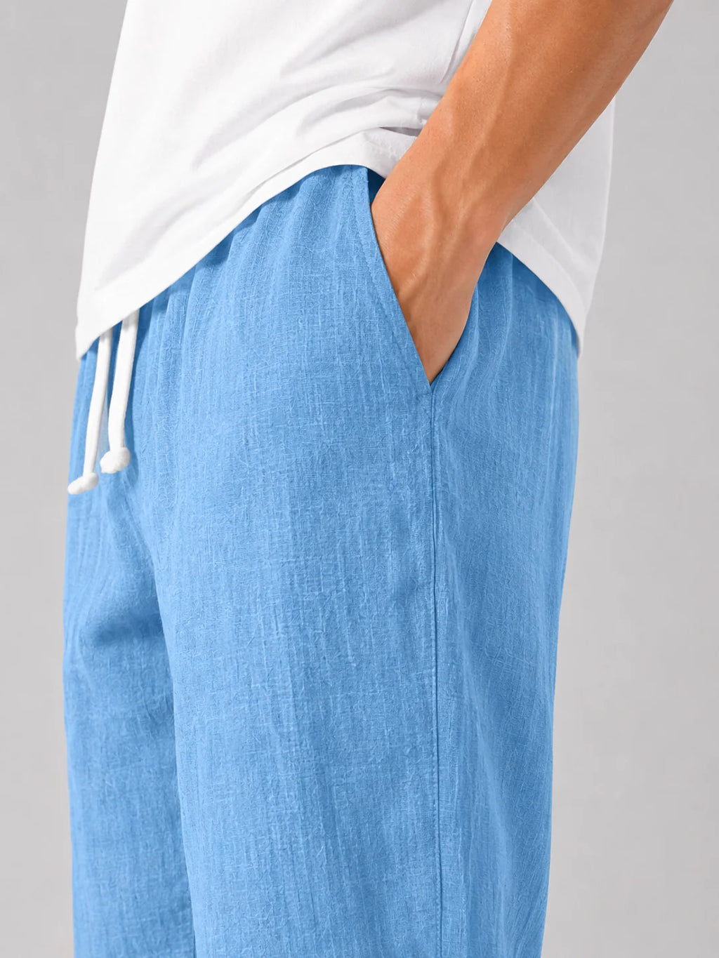 Men's Relaxed Fit Linen Trousers | Lightweight Summer Pants 1