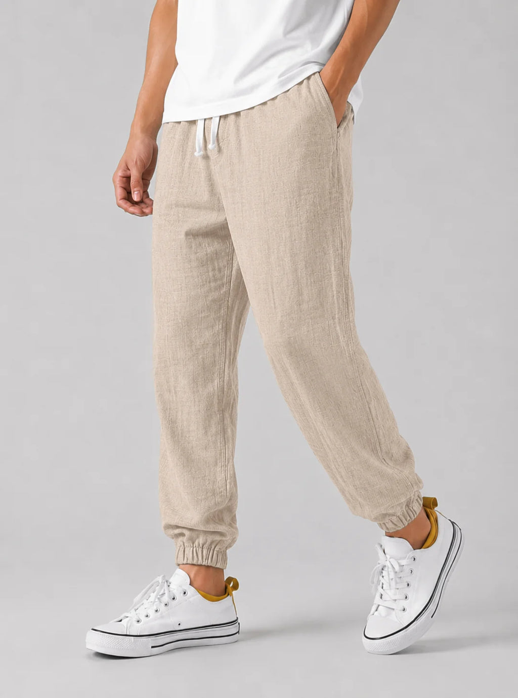 Men's Relaxed Fit Linen Trousers | Lightweight Summer Pants 3